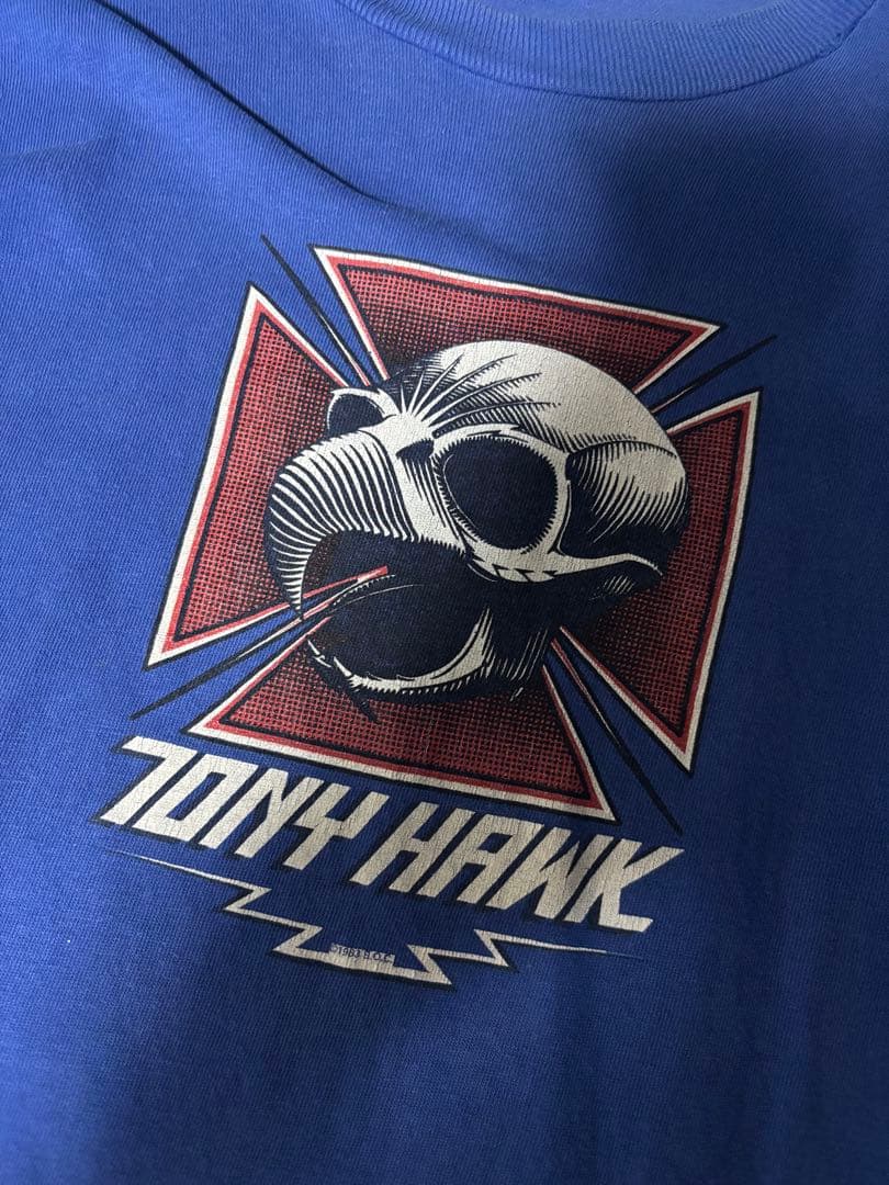 TONYHAWKトニーホーク スカル ヴィンテージT シャツLサイズ 青