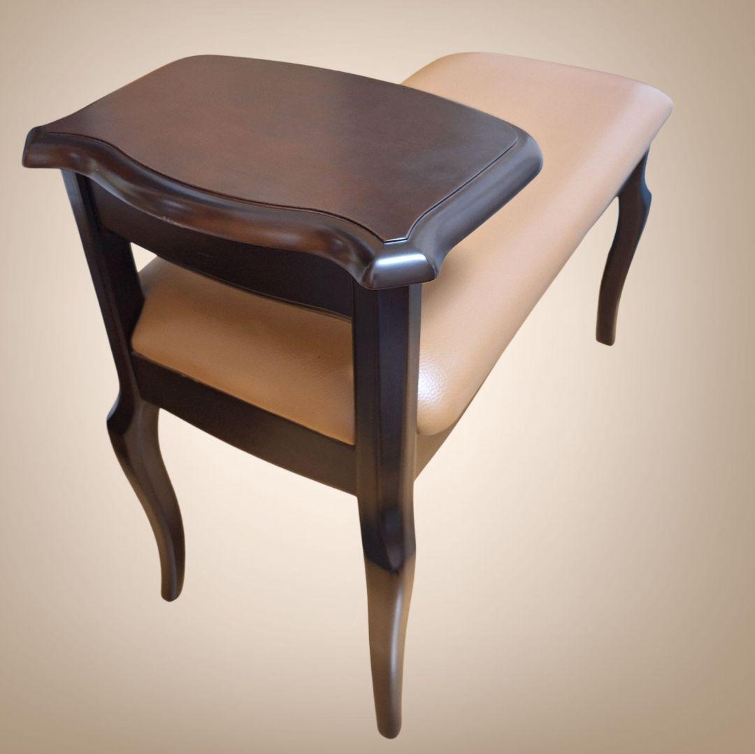 アンティーク風 テレフォンベンチ ベージュ 合成皮革