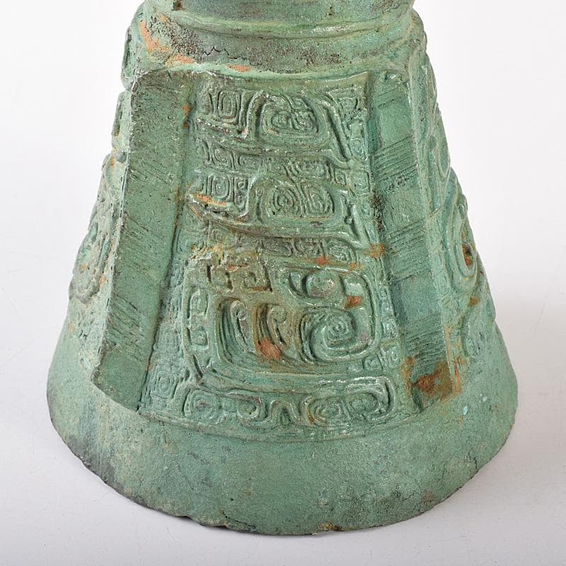 中国 古銅青銅 饕餮文 四方尊式瓶 時代箱付 V R7775B