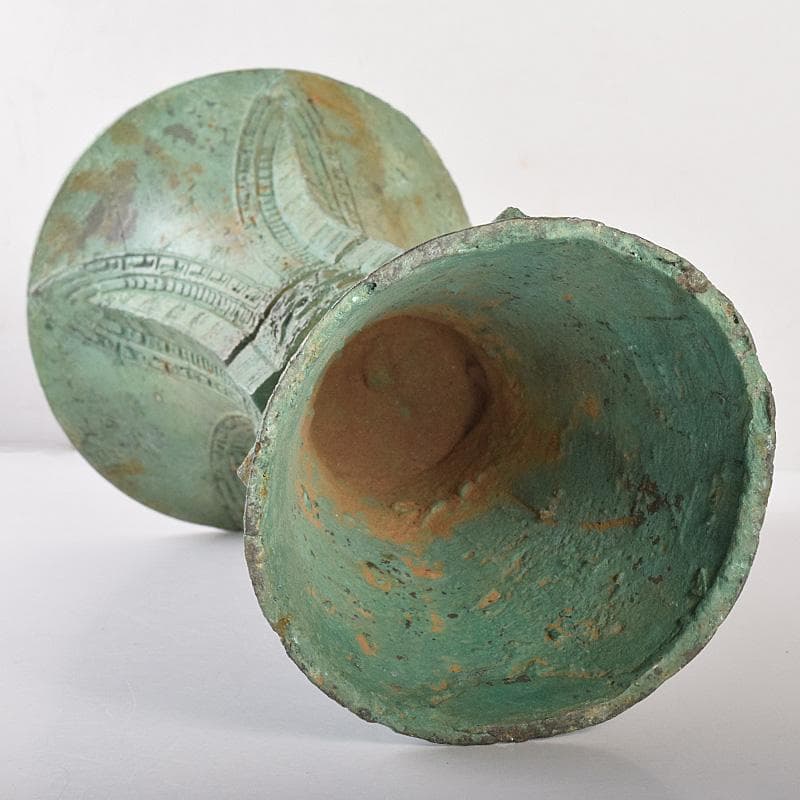 中国 古銅青銅 饕餮文 四方尊式瓶 時代箱付 V R7775B