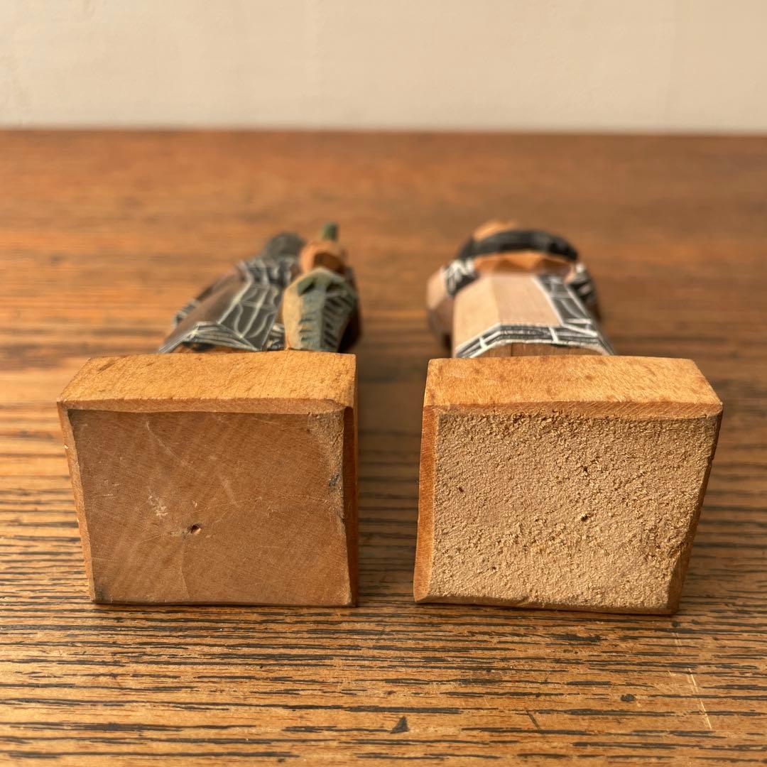 木製 郷土玩具 アイヌ ニポポ 一刀彫り 木端人形 エカシ 男女像 農民美術