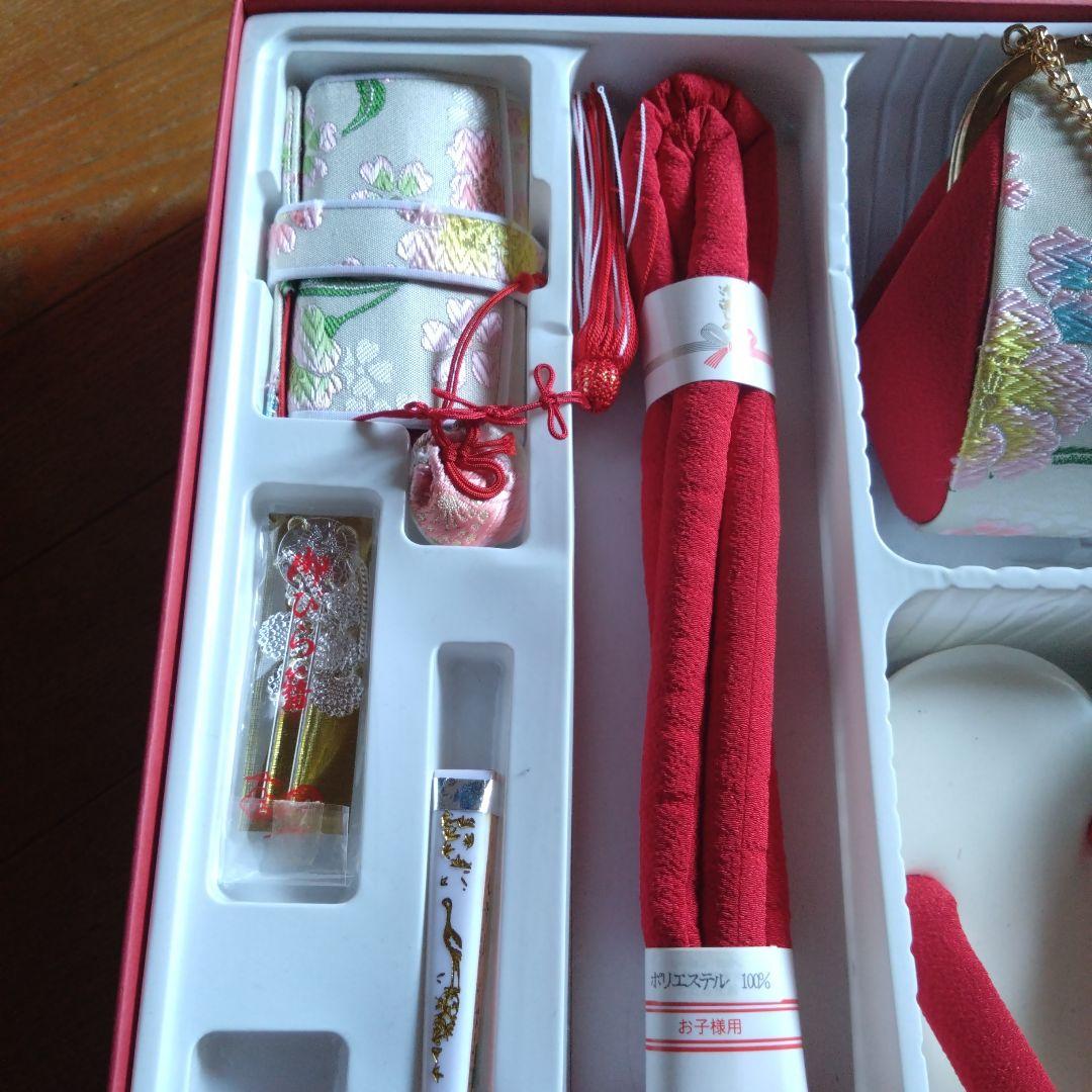 上質美品★１回使用★七歳★七五三小物セット 赤と白※草履スレあり
