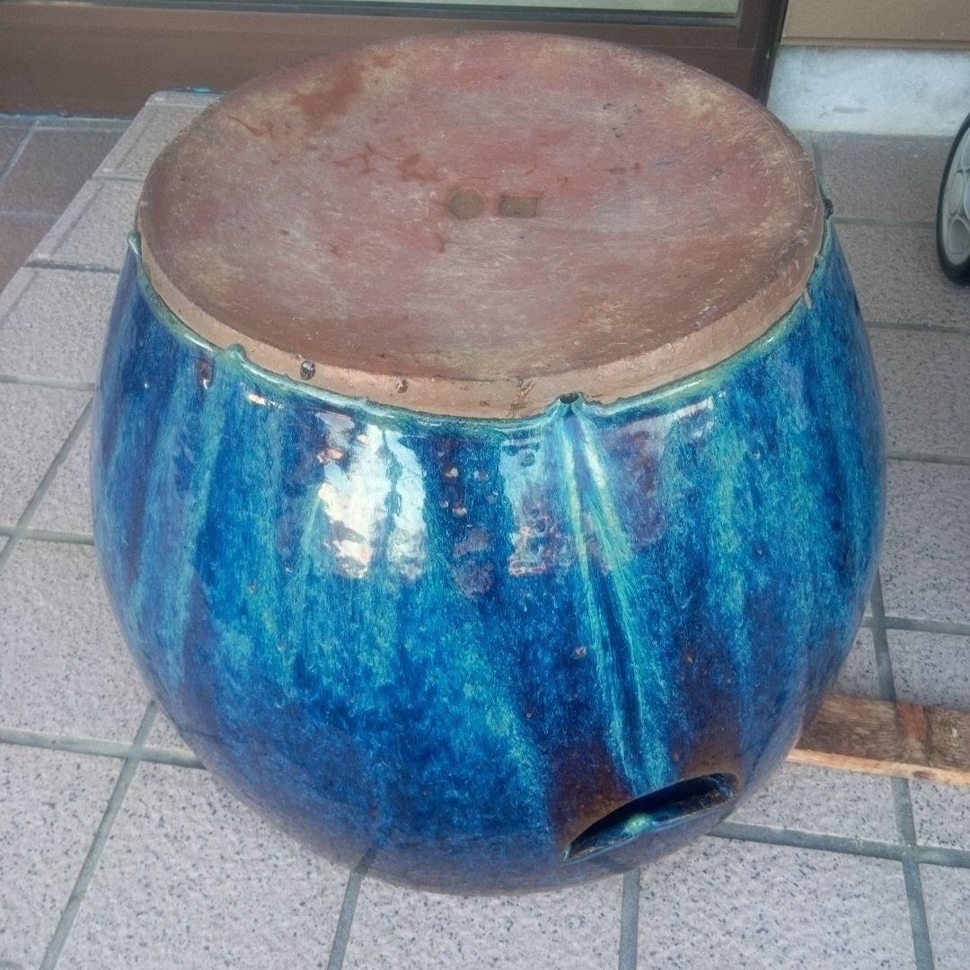 びばち 昭和レトロ 青緑陶器火鉢 夫婦火箸 五徳付き 葛明祥製 鼎泰昌