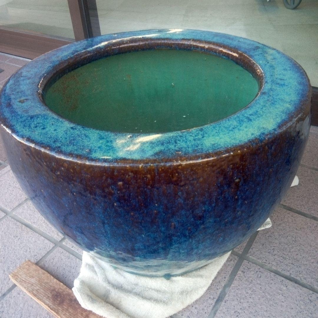 びばち 昭和レトロ 青緑陶器火鉢 夫婦火箸 五徳付き 葛明祥製 鼎泰昌