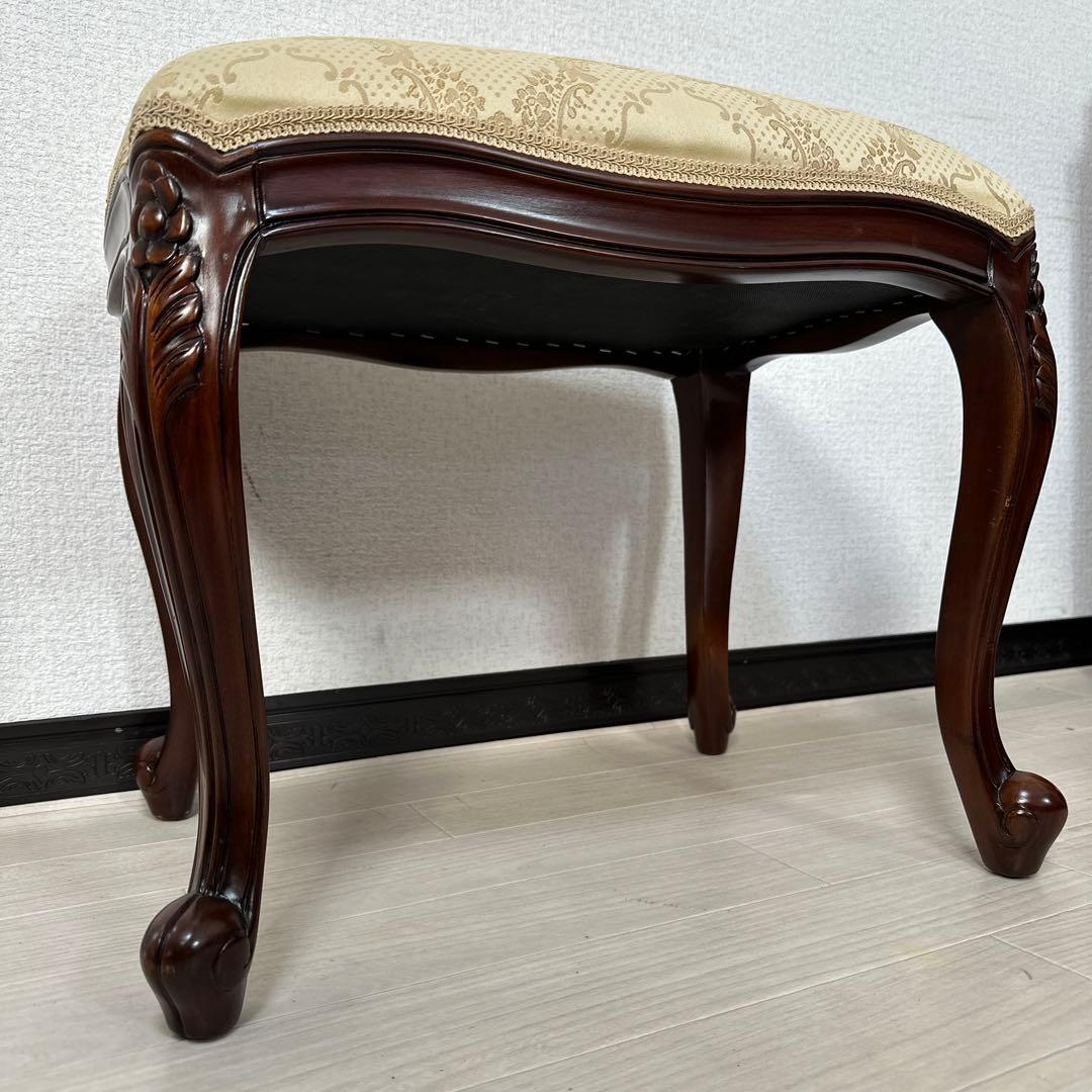 展示品 イタリア スツール オットマン チェア 猫脚 腰掛け ロココ調 i1※