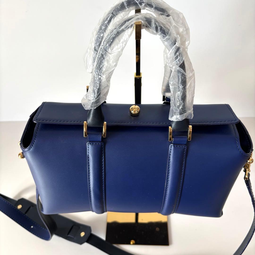 【新品】POTIOR 高級本革　ハンドバック　ショルダーバック　ブルー　上品
