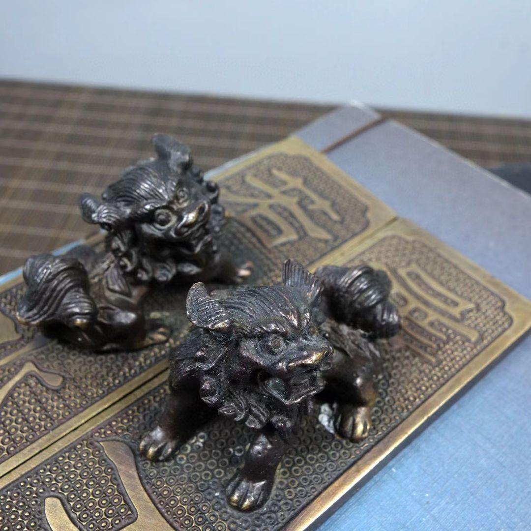 銅 細工 獅子定規 文鎮 文房四宝 文房置物 案頭 工芸品 美術品