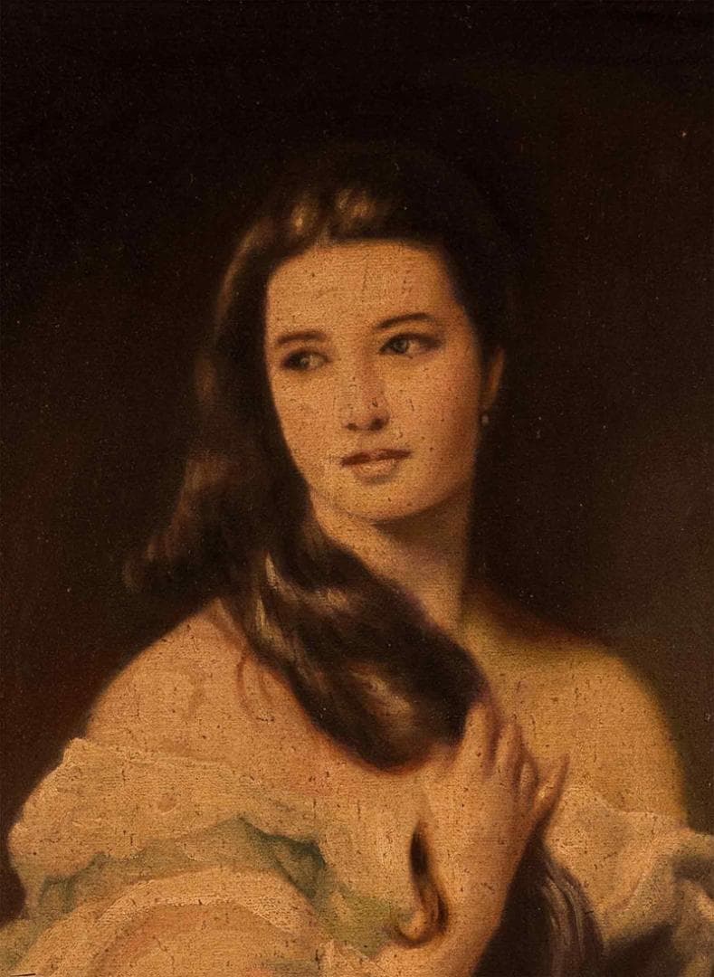 黒田清輝 油彩 肉筆『西洋婦人』サイン 木下孝則収蔵古筆 F6号 額装 b610