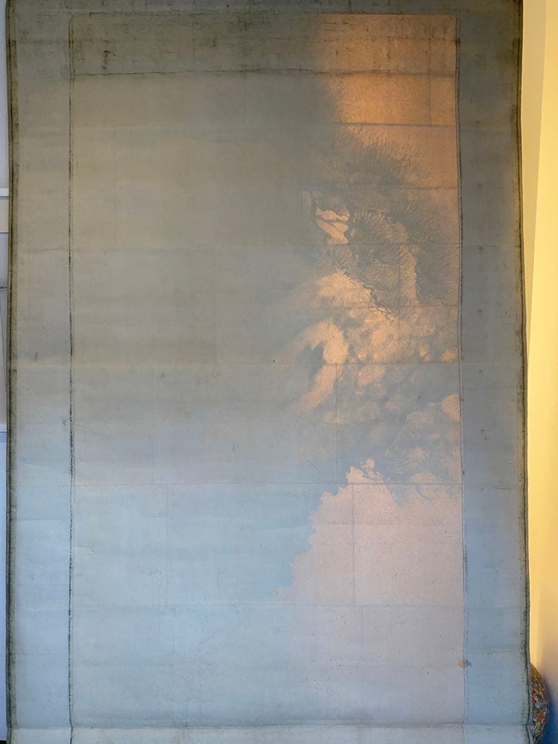 大迫力　岡本秀香　霊松ノ図　松の絵　水墨画 掛軸　日本画　大正番付作家