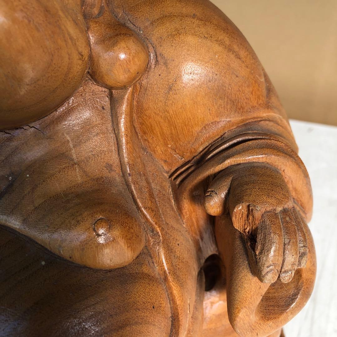 屋久杉？木彫り置き物 大黒様 布袋様？骨董品 - メルカリ