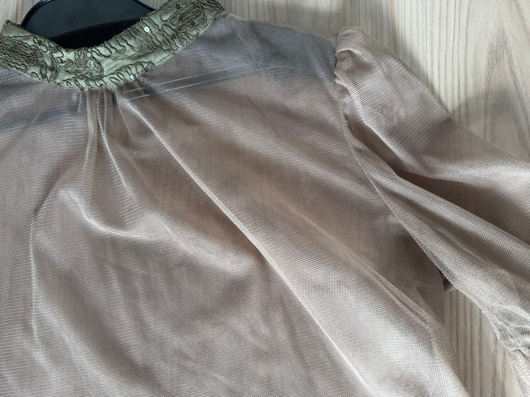 【Leja】スパンコール刺繍ビジューボタンフレアスリーブセットアップドレス