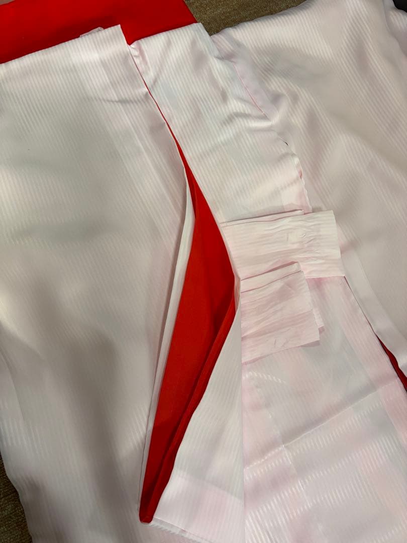 7歳七五三着物 赤色 花柄刺繍モチーフ付き　全セット