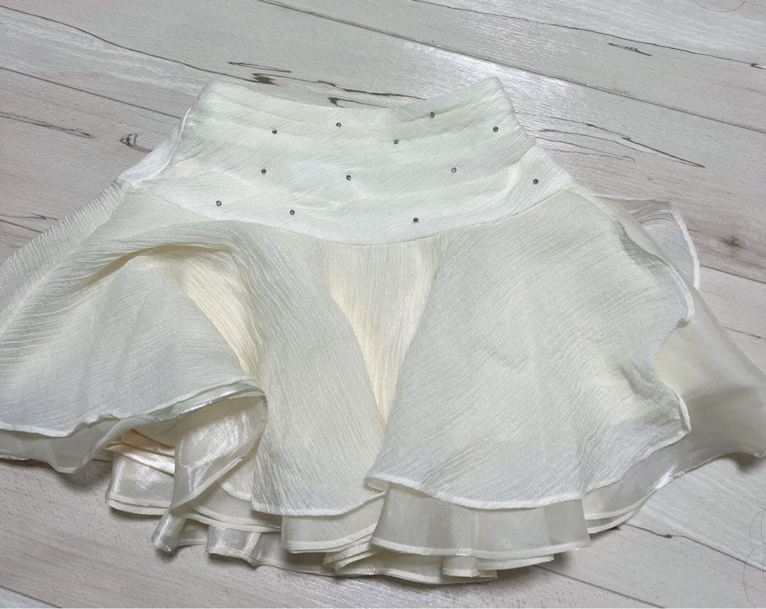 【完売品】ROBE de FLEURS ビジューホルターシフォンフレアミニ　S