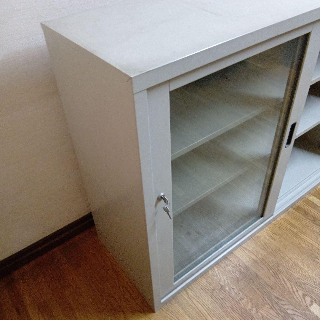 コクヨ キャビネットスライド式扉 グレー 汚れ有り 88×120×40cm