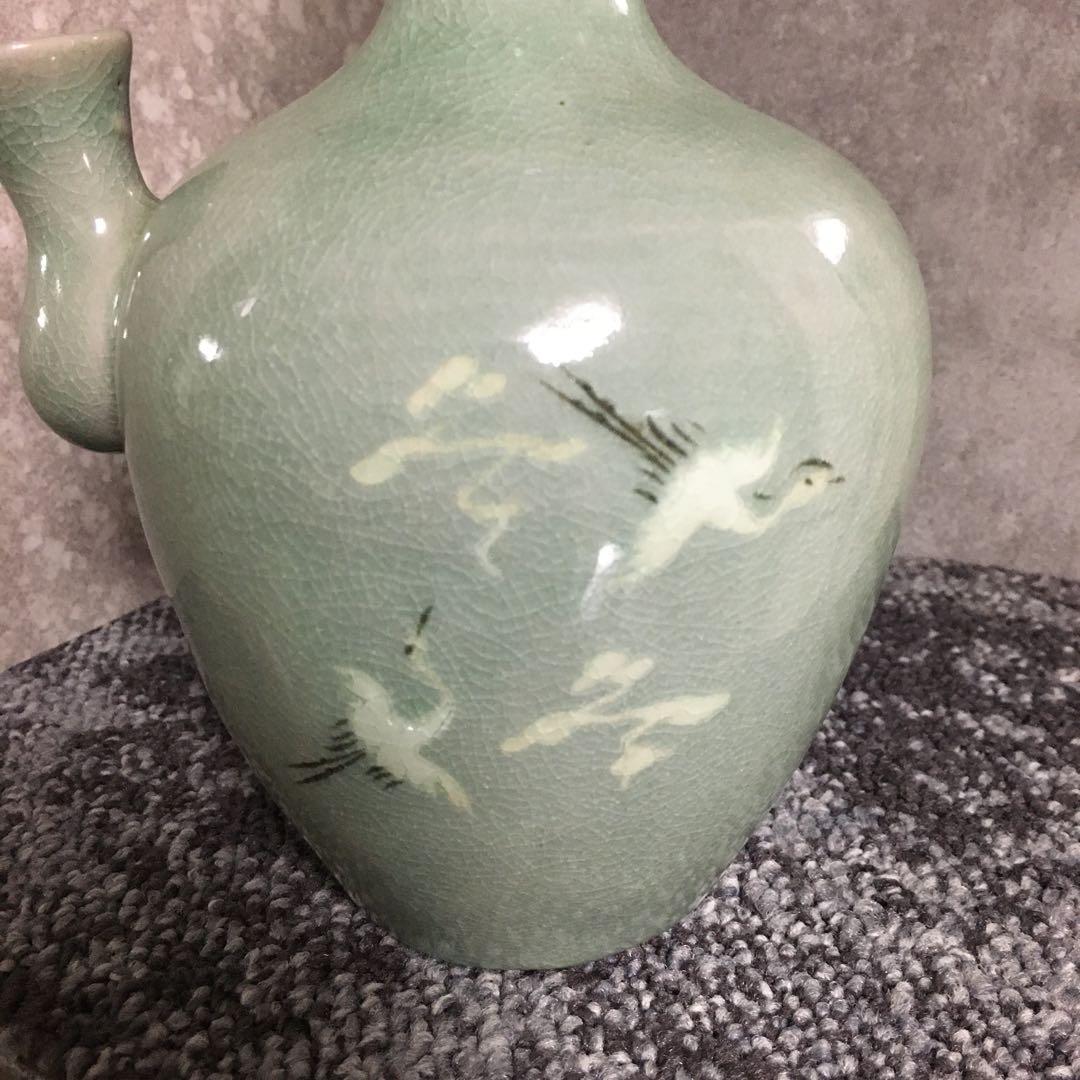 青磁　浄瓶　水瓶　水差　花瓶　一輪挿し　仏教　仏具　陶印あり