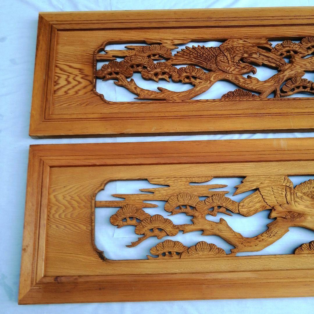 ◈アンティーク建具•中古欄間◈鷹と松•両面彫刻◈らんま•あかり取り