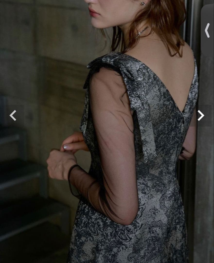 ※nonさま専用※【リルアー】ショルダーリボンジャガードドレス/￼m long