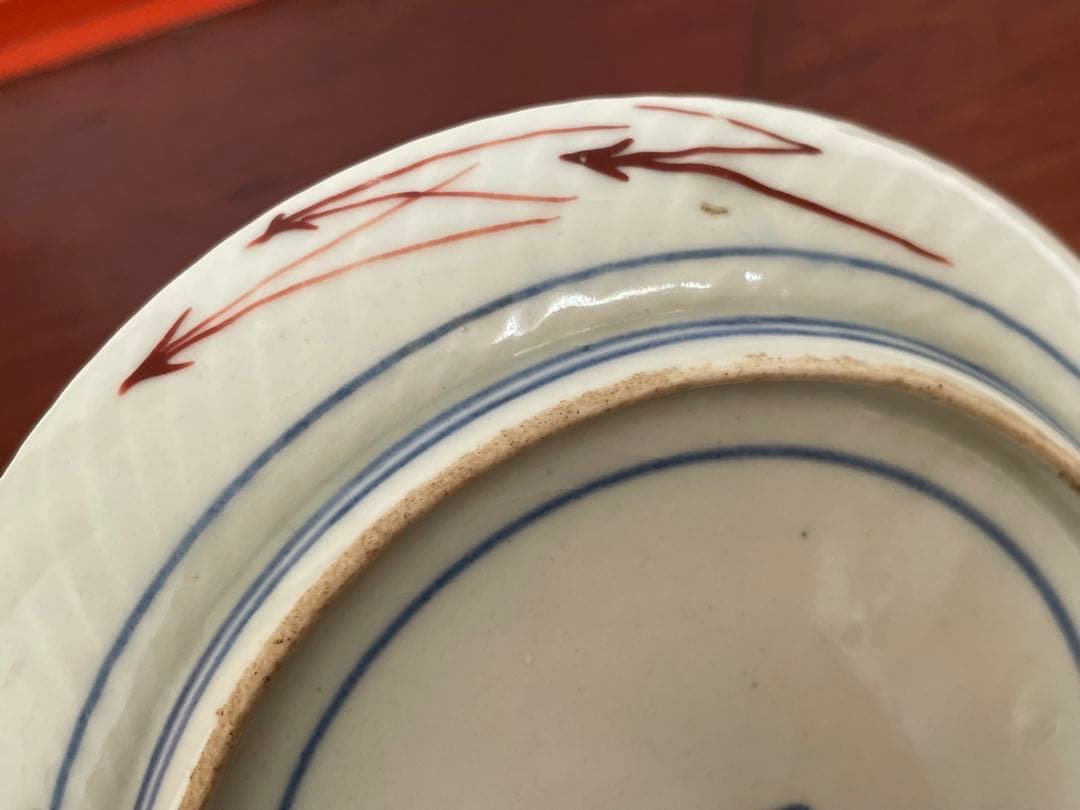 1 骨董 アンティーク 色絵古九谷 撫子蝶々図 丸皿 五寸皿 角福