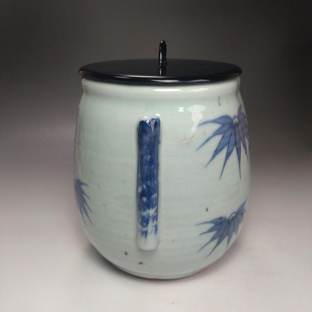 茶道具] 玉堂窯古染付茶碗(共箱) ○