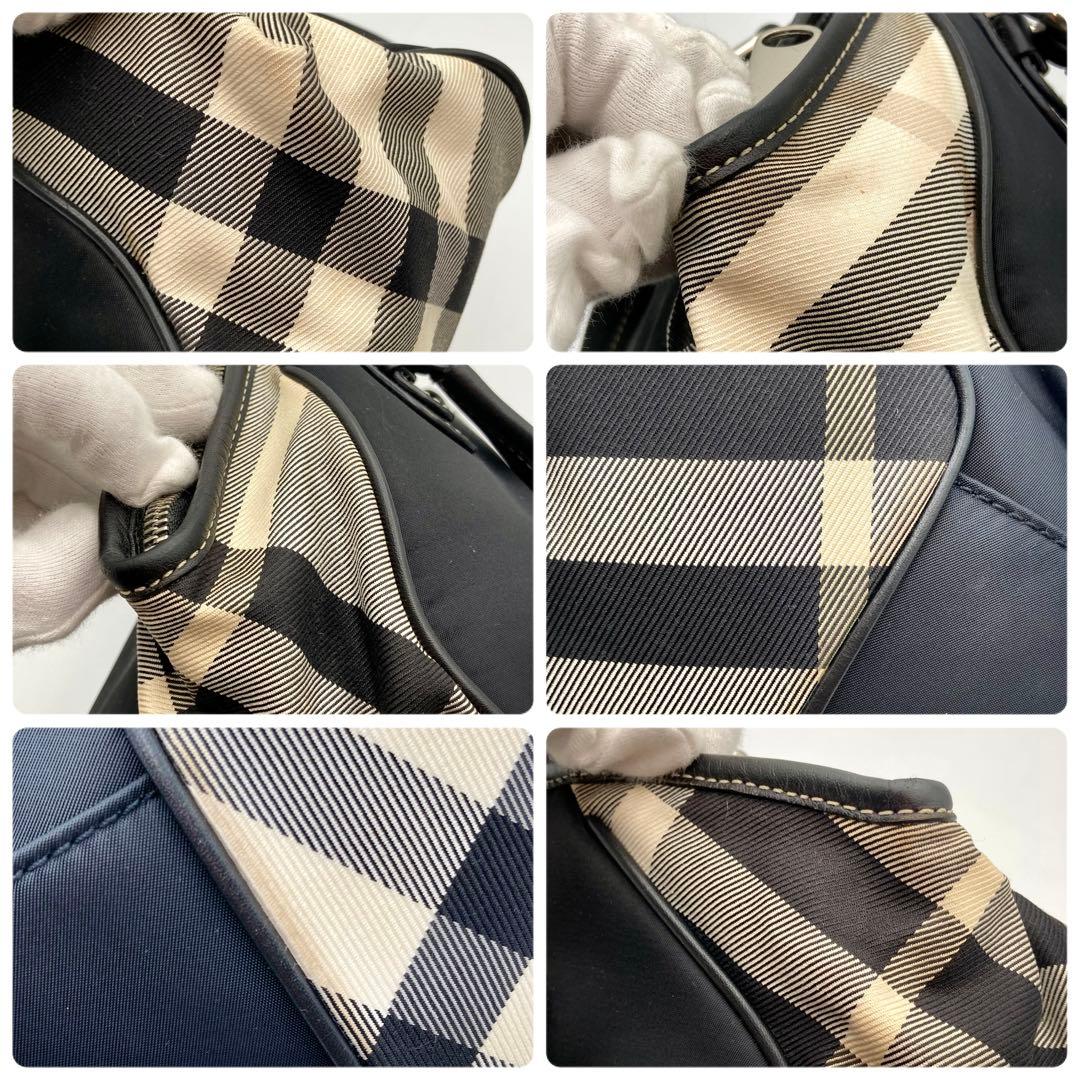 コーラの泡✨ バーバリーブルーレーベル ハンドバッグ 黒×ノバチェック