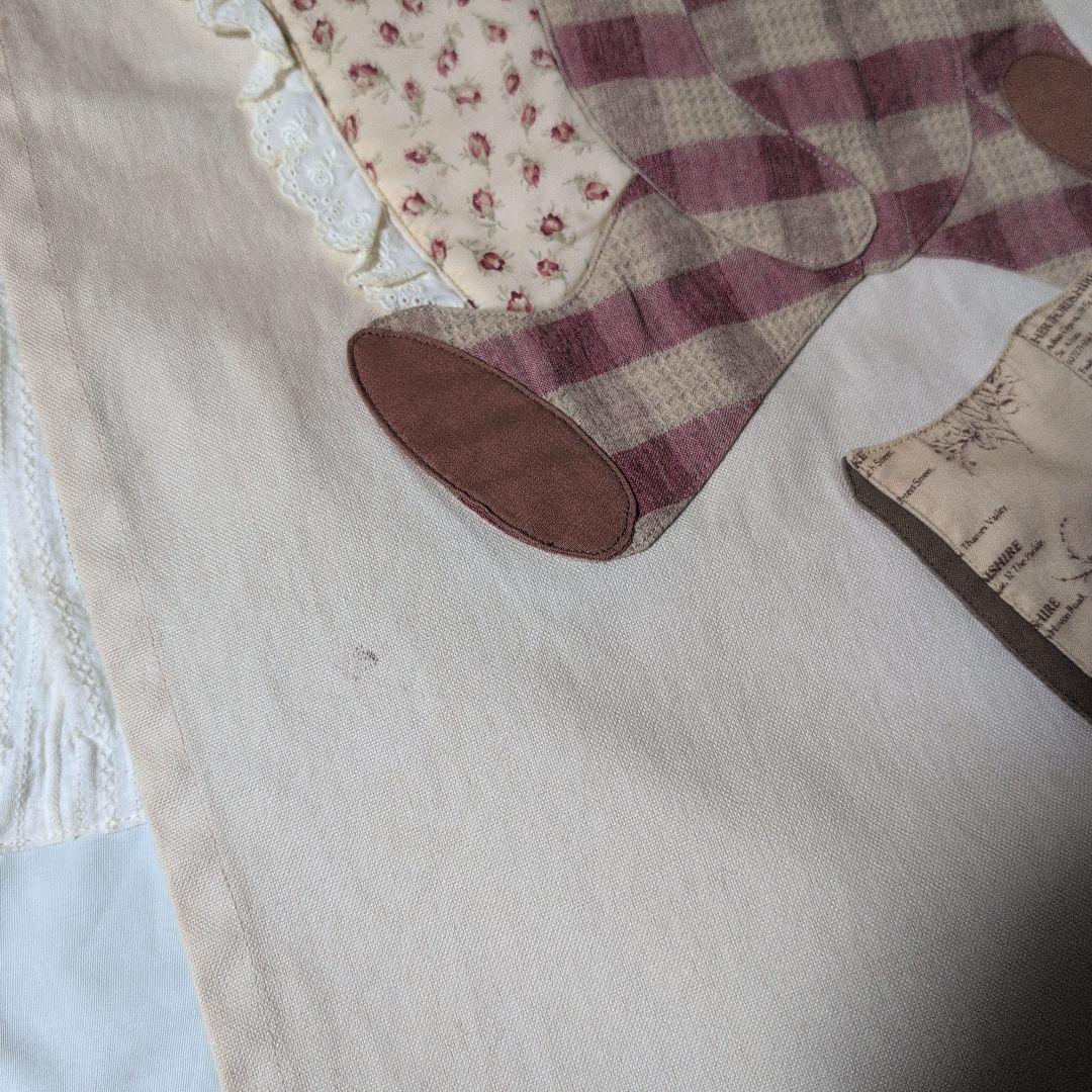 MANY ハンドメイド クマのアップリケ付き暖簾