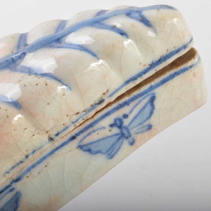 中国　古染付　一葉香合　時代箱　M　R7144