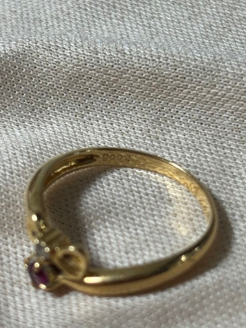 K18 ルビー ダイヤモンド リング D0.02ct リボンモチーフ 指輪18金