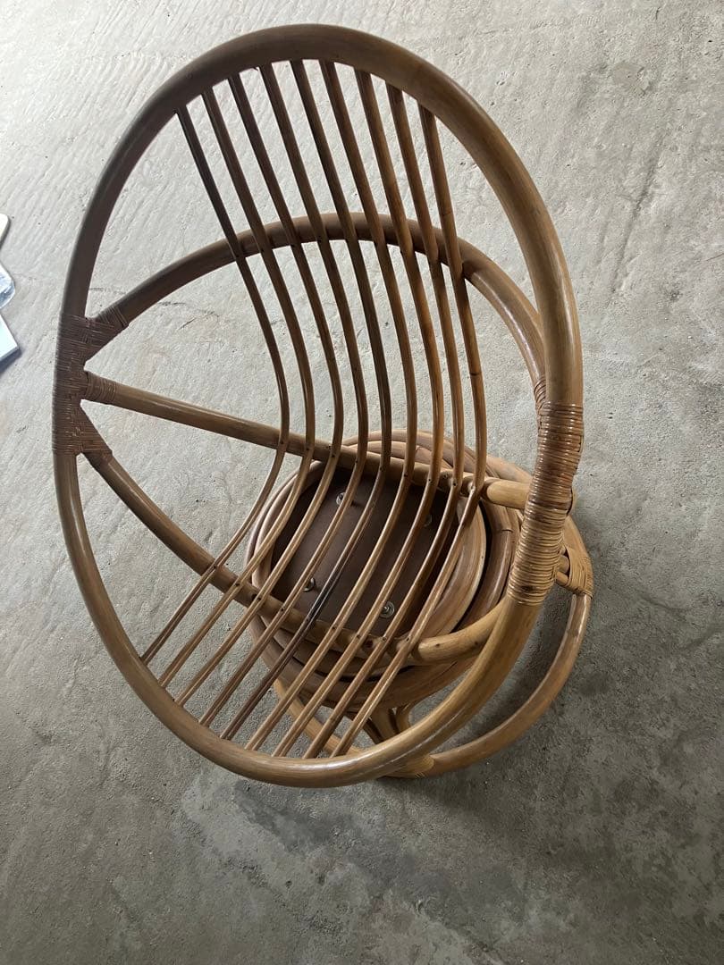 レトロ アンティーク ヴィンテージ ラタン エッグチェア 籐