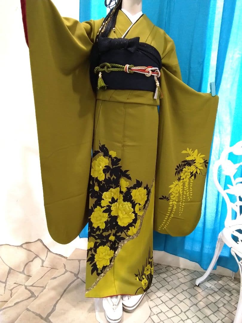 振袖フルセット、正絹振袖成人式、重ね衿帯揚げ帯締め、ジャガード袋帯