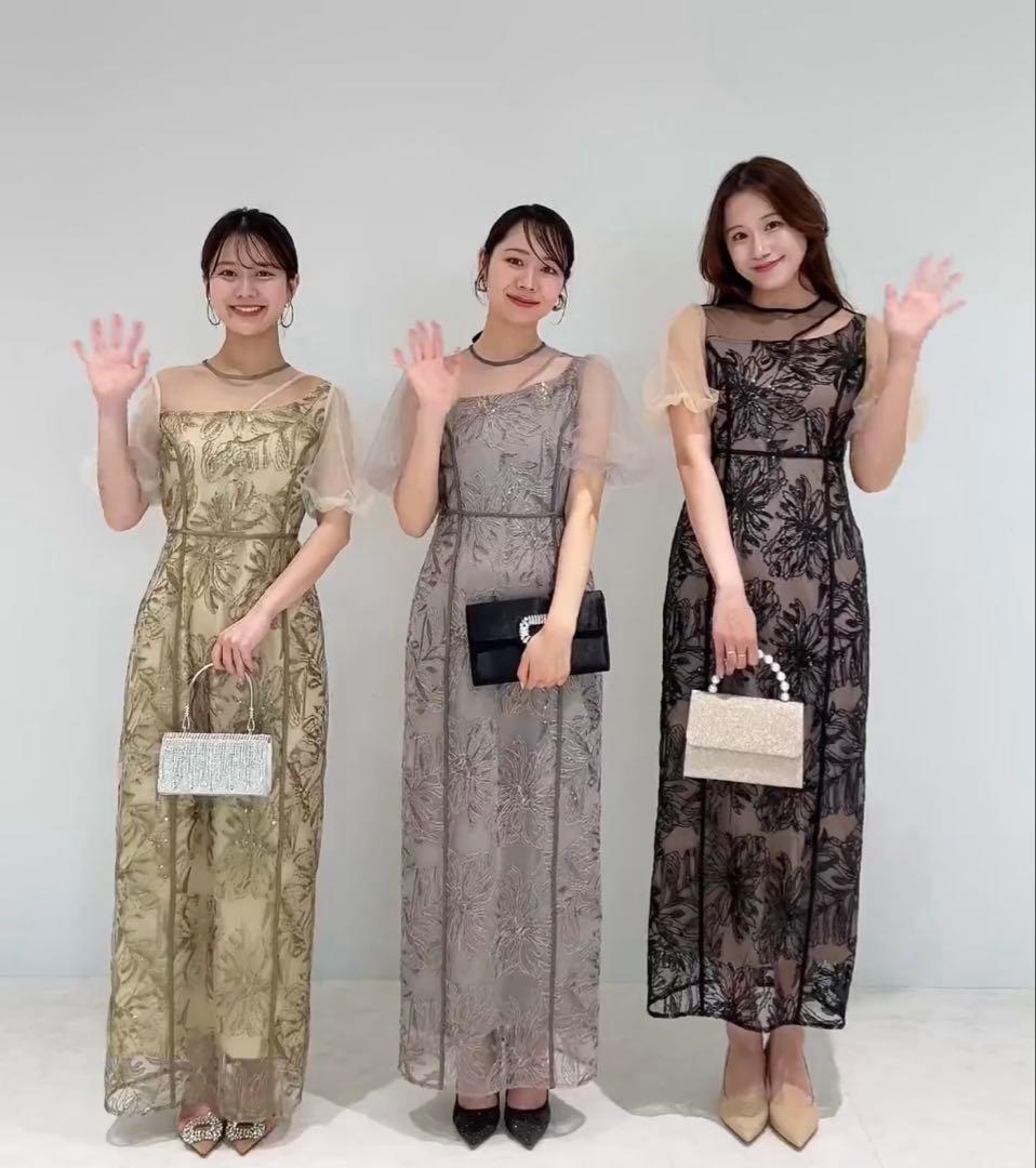 【限定値下げ】Leja アシメントリーシアーフラワードレス ワンピース