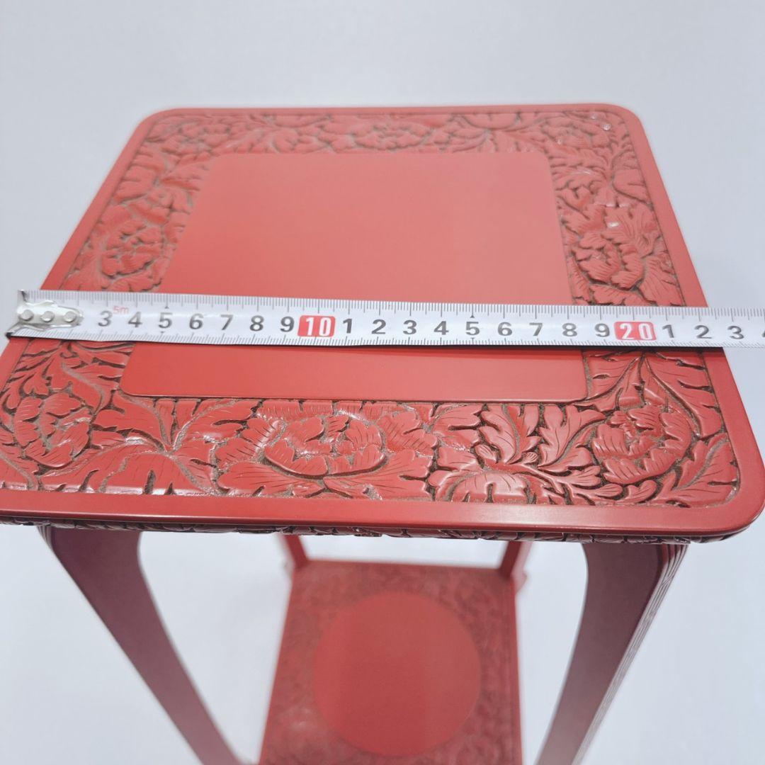 美品 村上堆朱 牡丹? 唐草 高 花台 レトロ アンティーク 伝統工芸品 新潟