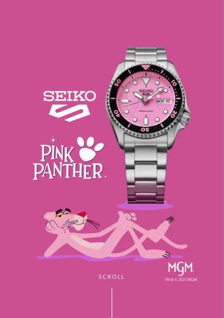 新品 保証書付き セイコー5スポーツ ピンクパンサー SBSA321