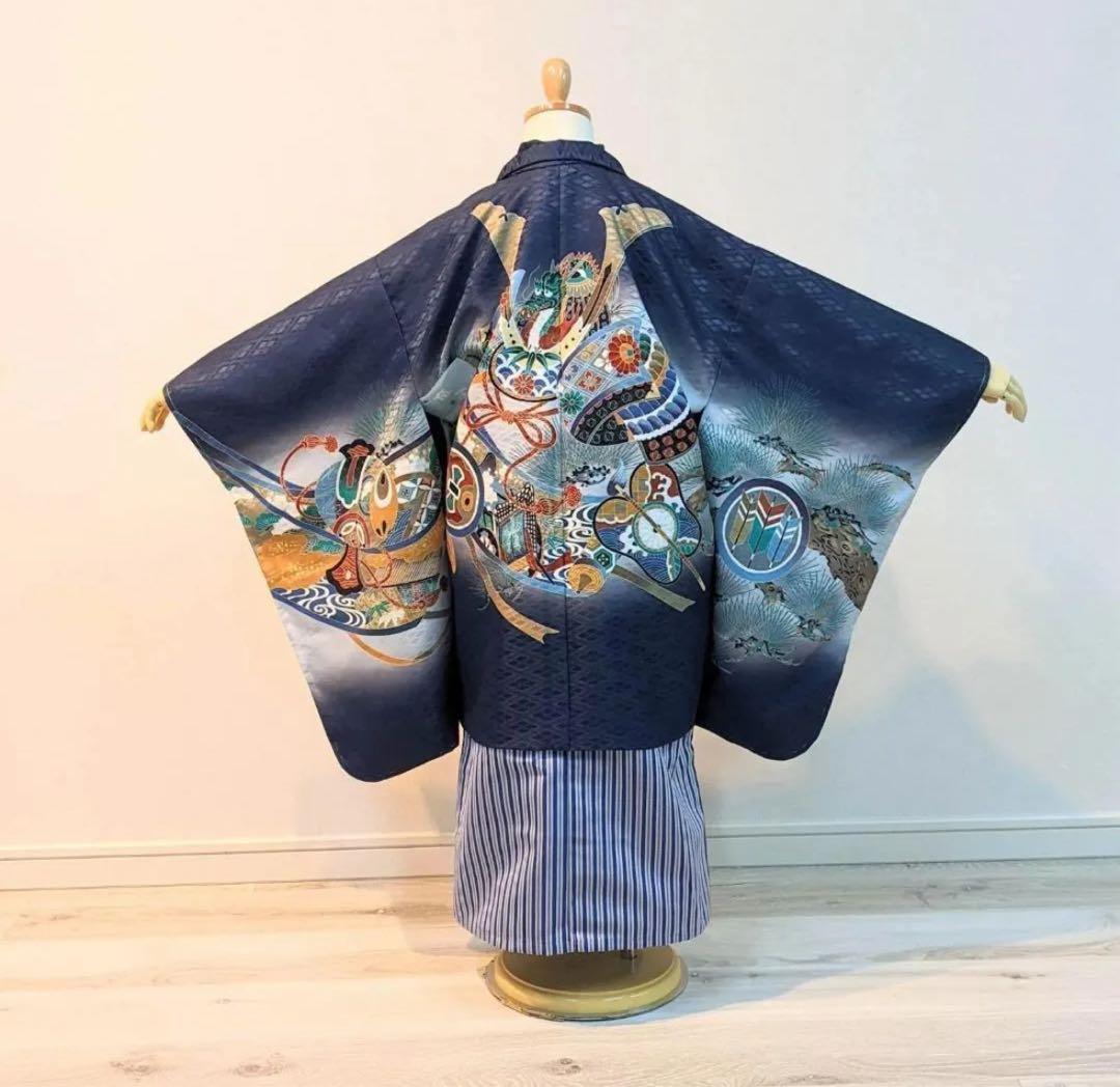 【肩・裾上げ済】七五三 男の子 着物 5歳 フルセット