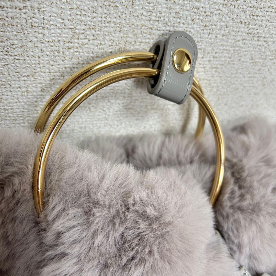 未使用NOLLEY’Sエコファーリングハンドルバッググレーファーショルダーバッグ