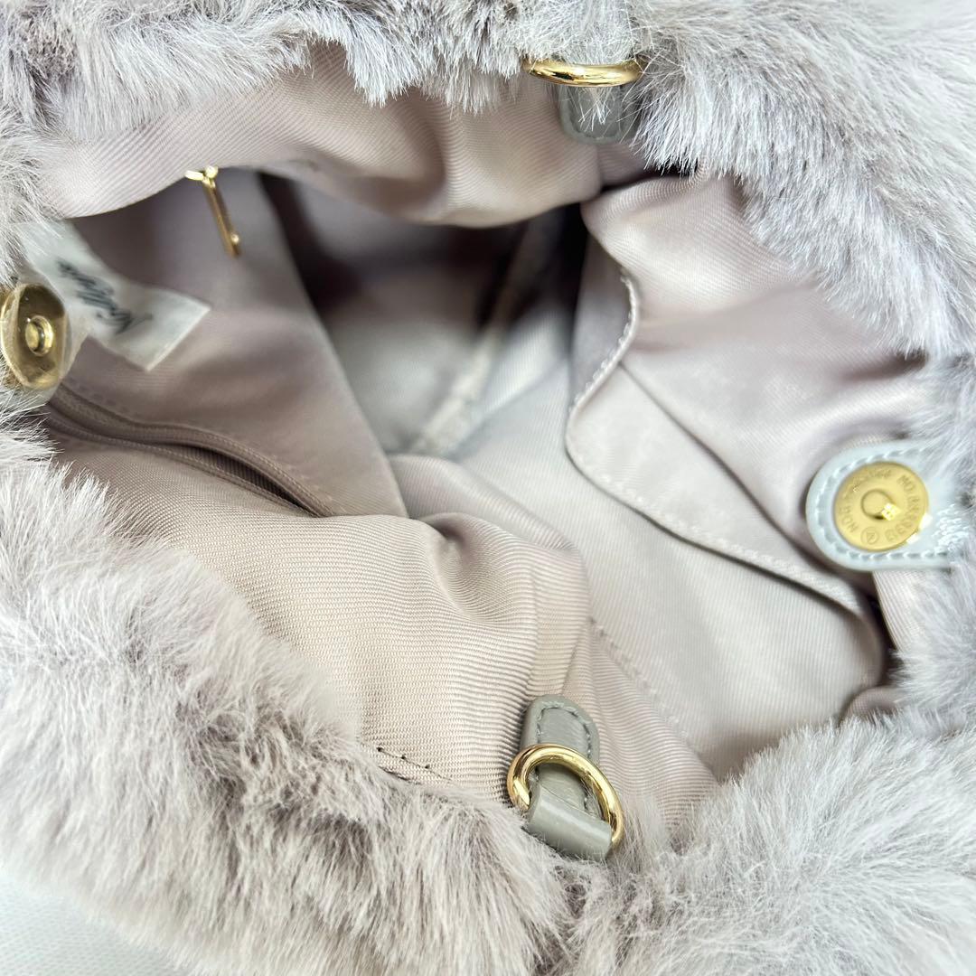 未使用NOLLEY’Sエコファーリングハンドルバッググレーファーショルダーバッグ