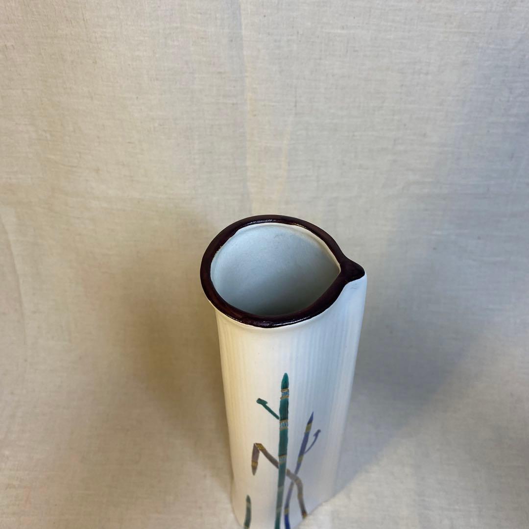 九谷焼　花器　花挿　花瓶　九谷庄三洞　武腰昭一郎　白③