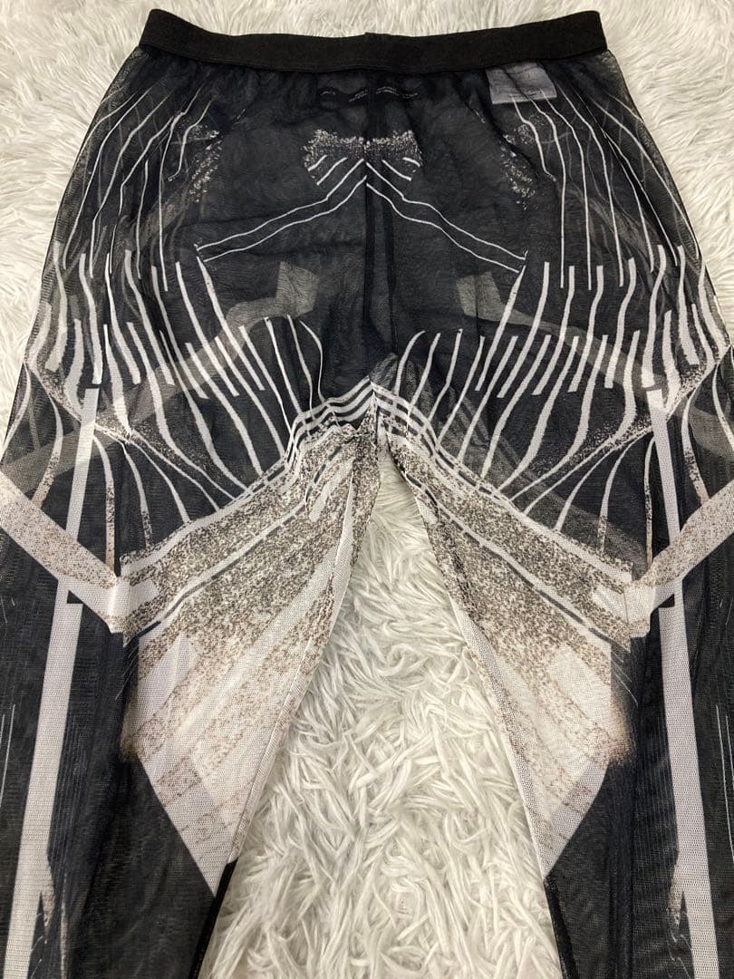 美品ユリウス 23SSコレクション プリント メッシュ レギンス パンツ0084