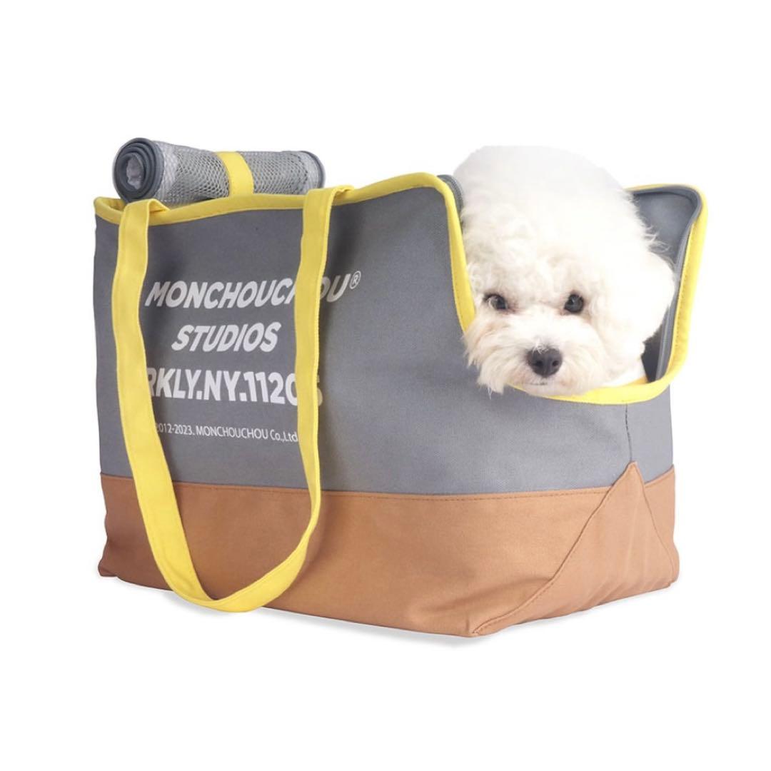 【新品】monchouchou Studio Bag グレー　犬用バッグ　韓国 新品】monchouchou Studio Bag グレー 犬用バッグ 韓国 犬用品