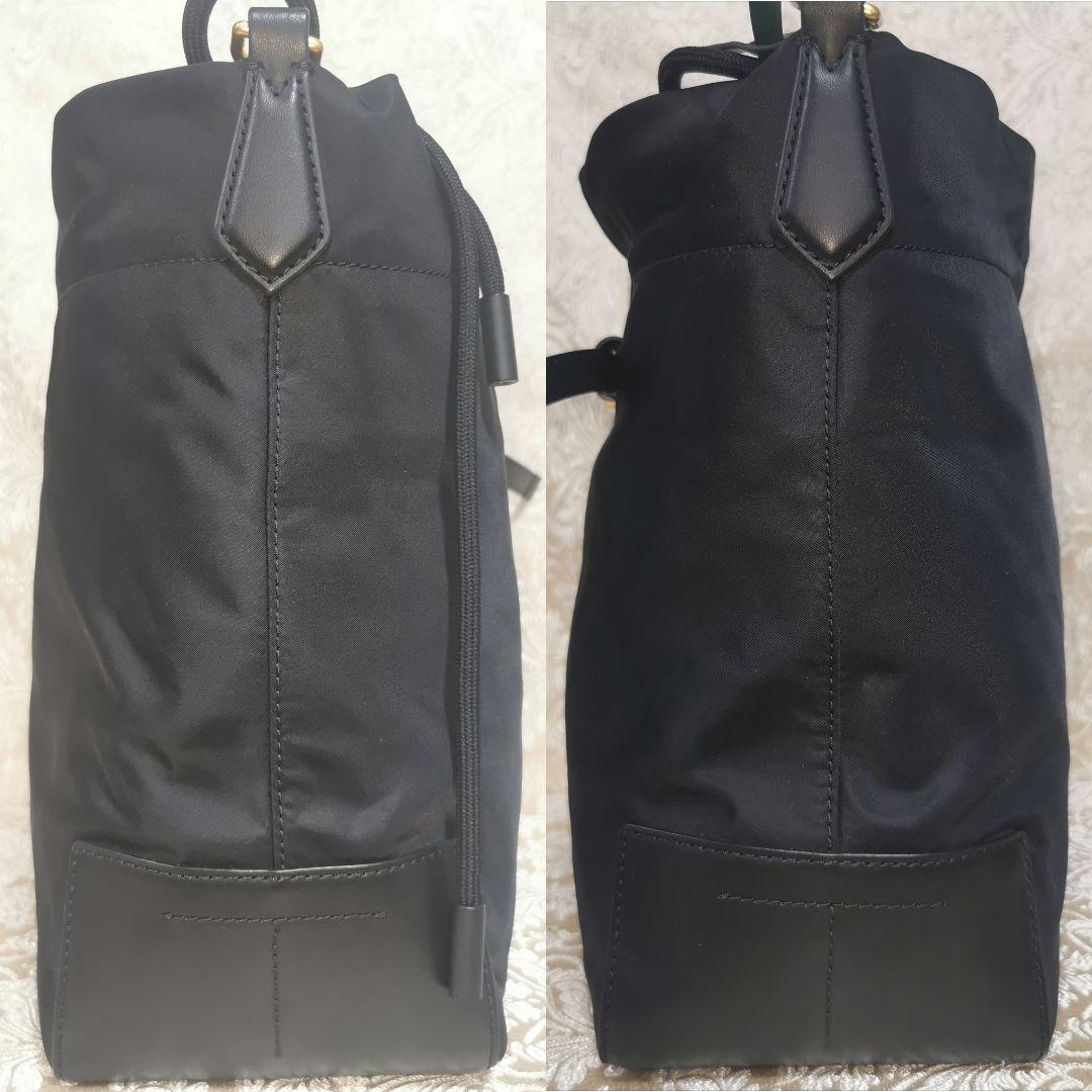 トリーバーチ　バケットバッグ　ブラック　グリーン　ペリー ナイロン