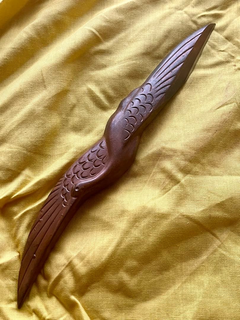 越後与板名工 石橋藤七 佩山作 鶴之図文鎮小刀