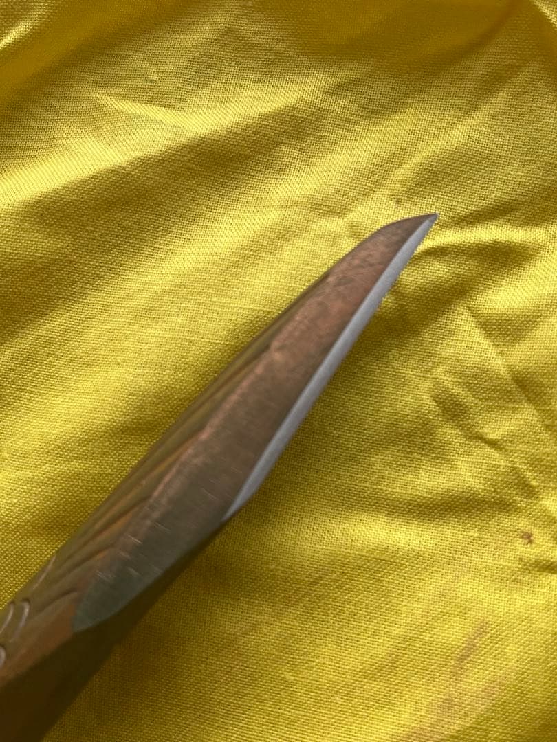 越後与板名工 石橋藤七 佩山作 鶴之図文鎮小刀