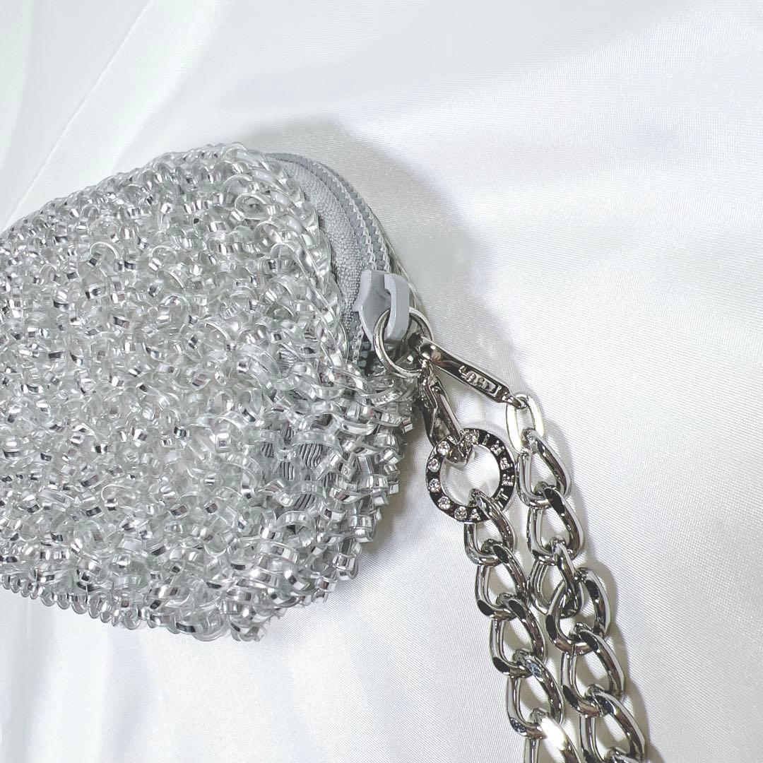 アンテプリマ ミニショルダーバッグ ポーチ シルバー チェーン 2WAY