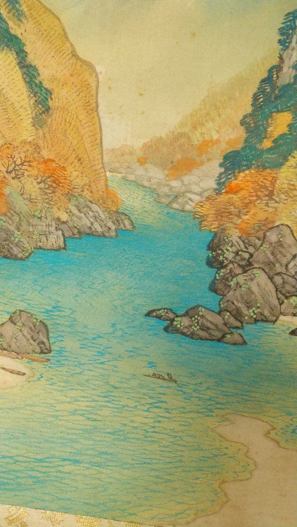 掛け軸 粟野観鳳 『 海老と貝 』 絹本 希少 軸装 茶道具 掛軸 美品 です。