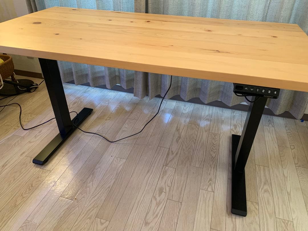 yyyyy　KANADEMONO無垢材ナチュラル天板 x スマート電動昇降