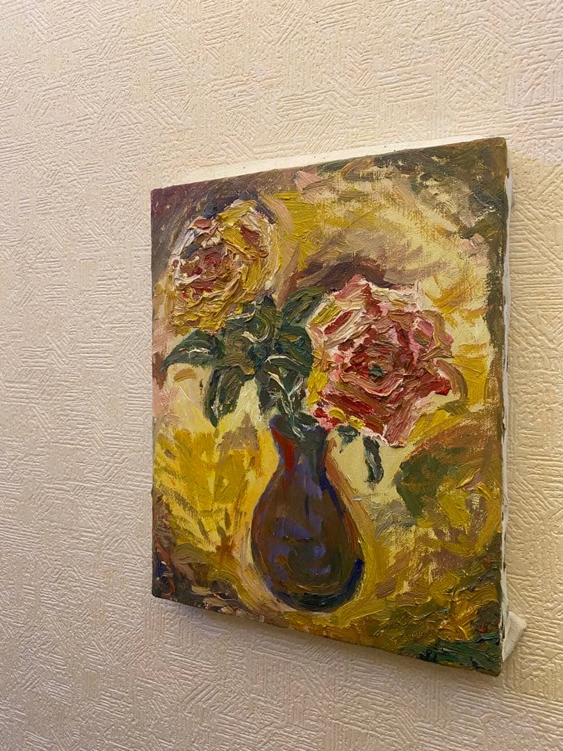 油彩画 【薔薇と花瓶】F3