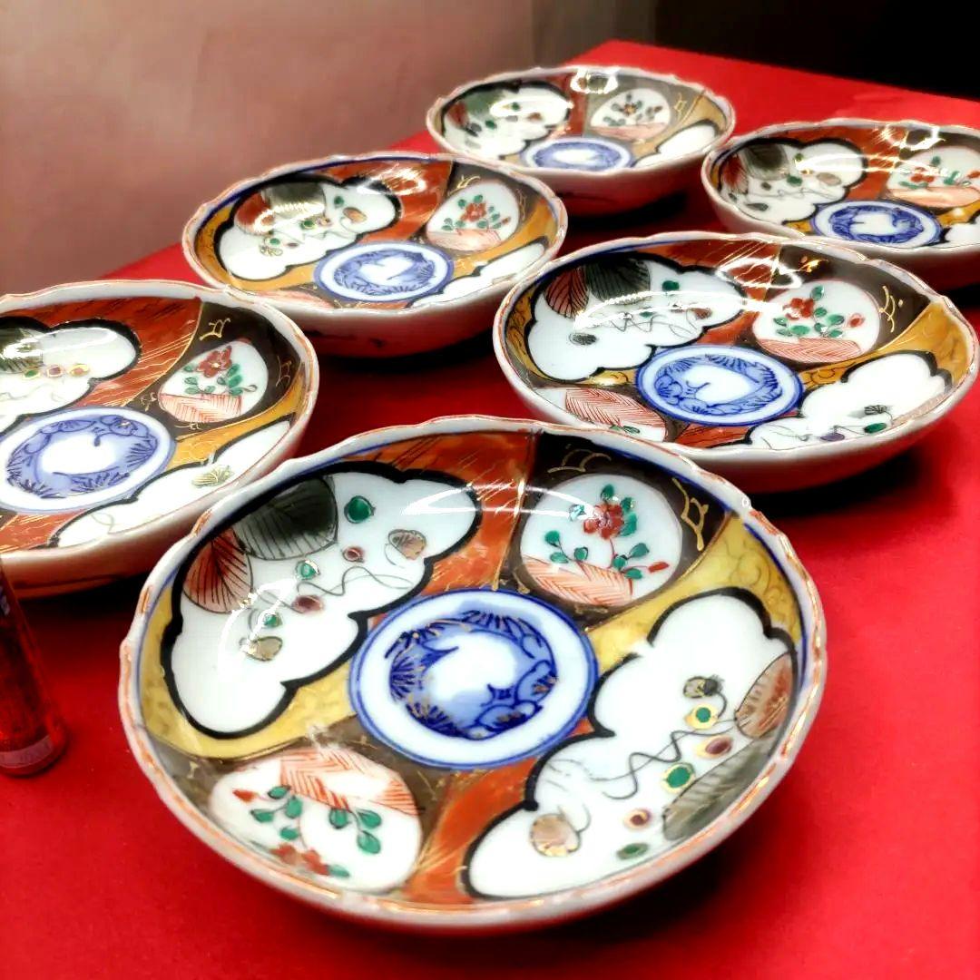 有田焼 伊万里焼 古伊万里 金彩 豆皿 小皿 なます皿 4寸皿5客セット