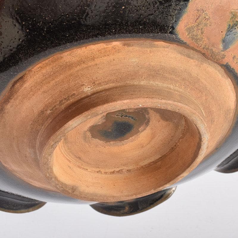 中国 吉州窯 黑釉 木葉天目 平皿 輪花皿 C 6905