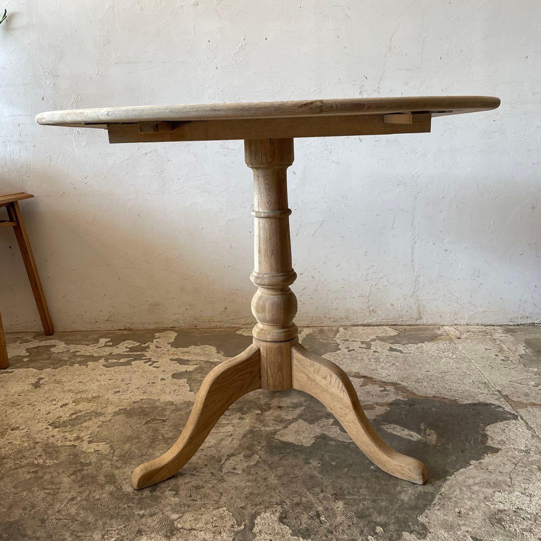 ビンテージ　ドロップリーフラウンドダイニングテーブル　 剥離