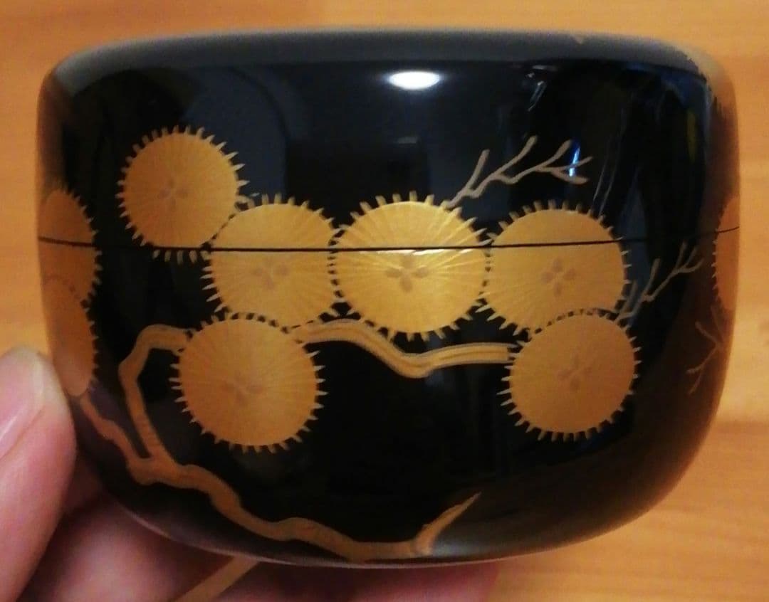 宗廣作 唐松 蒔絵 棗 共箱 茶道具