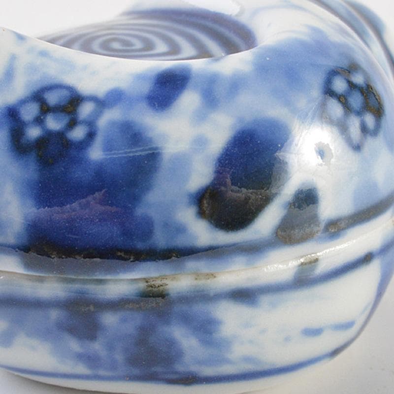 茶道具　平安　竹泉造　倣青華磁　貝香合　共箱　M　R7314